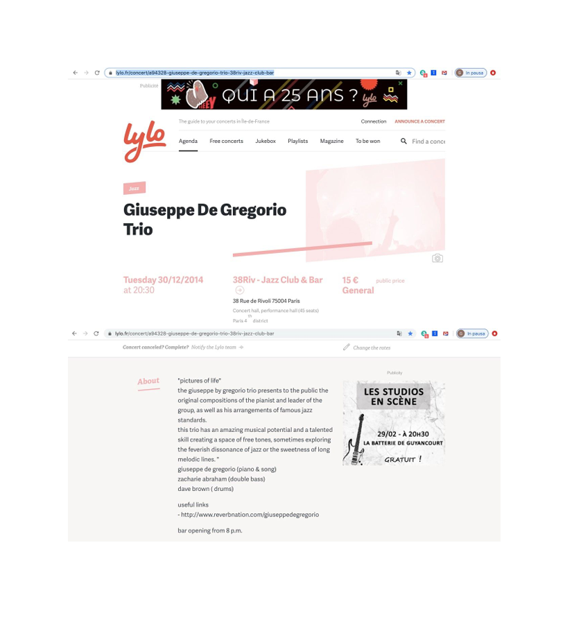 FRANCE, PARIS, 2014, GIUSEPPE DE GREGORIO TRIO,
